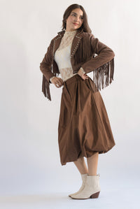 Fashion Styled Falda globo con trabilla Café