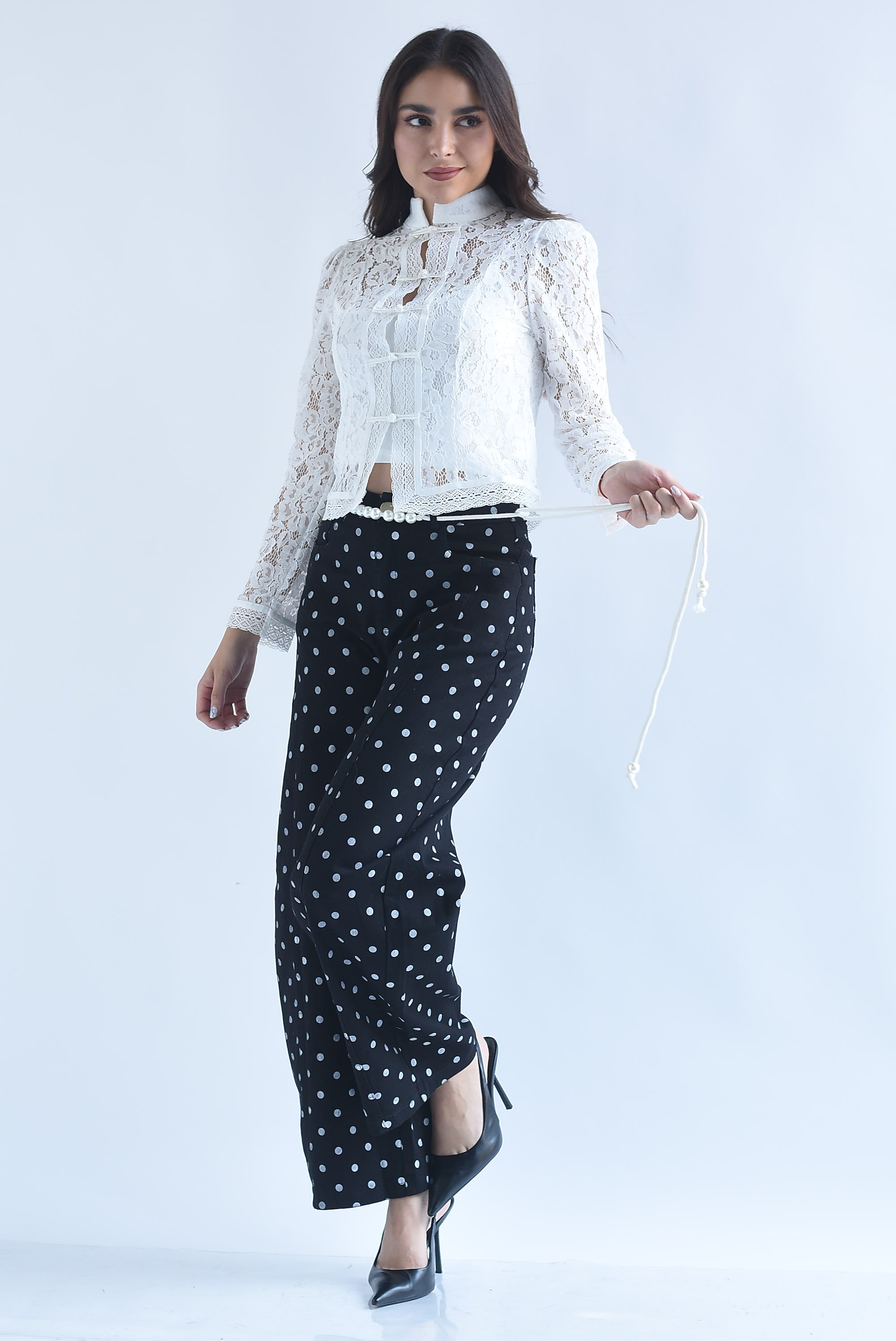 Jeans barrel polka dots jareta perlas