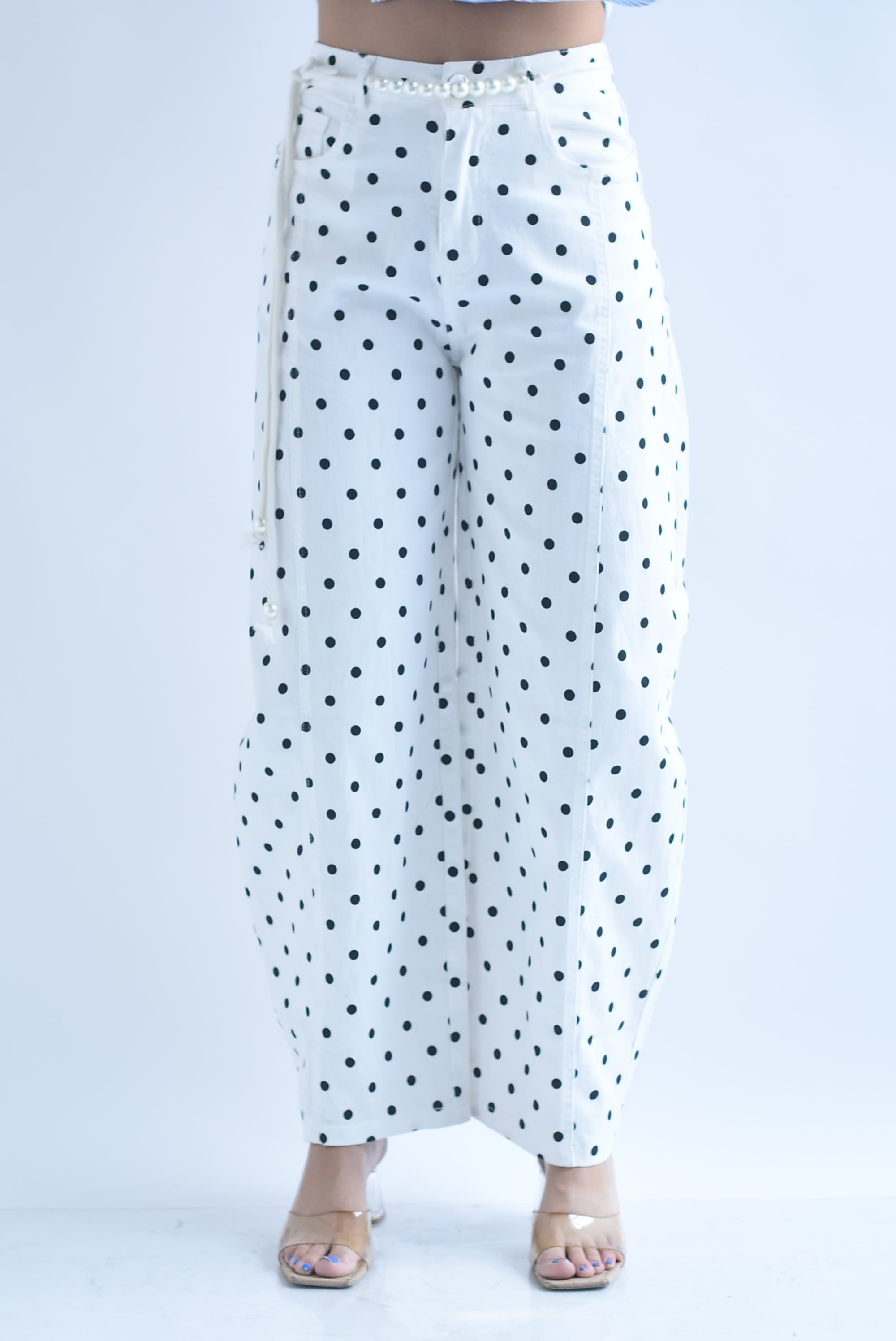 Jeans barrel polka dots jareta perlas