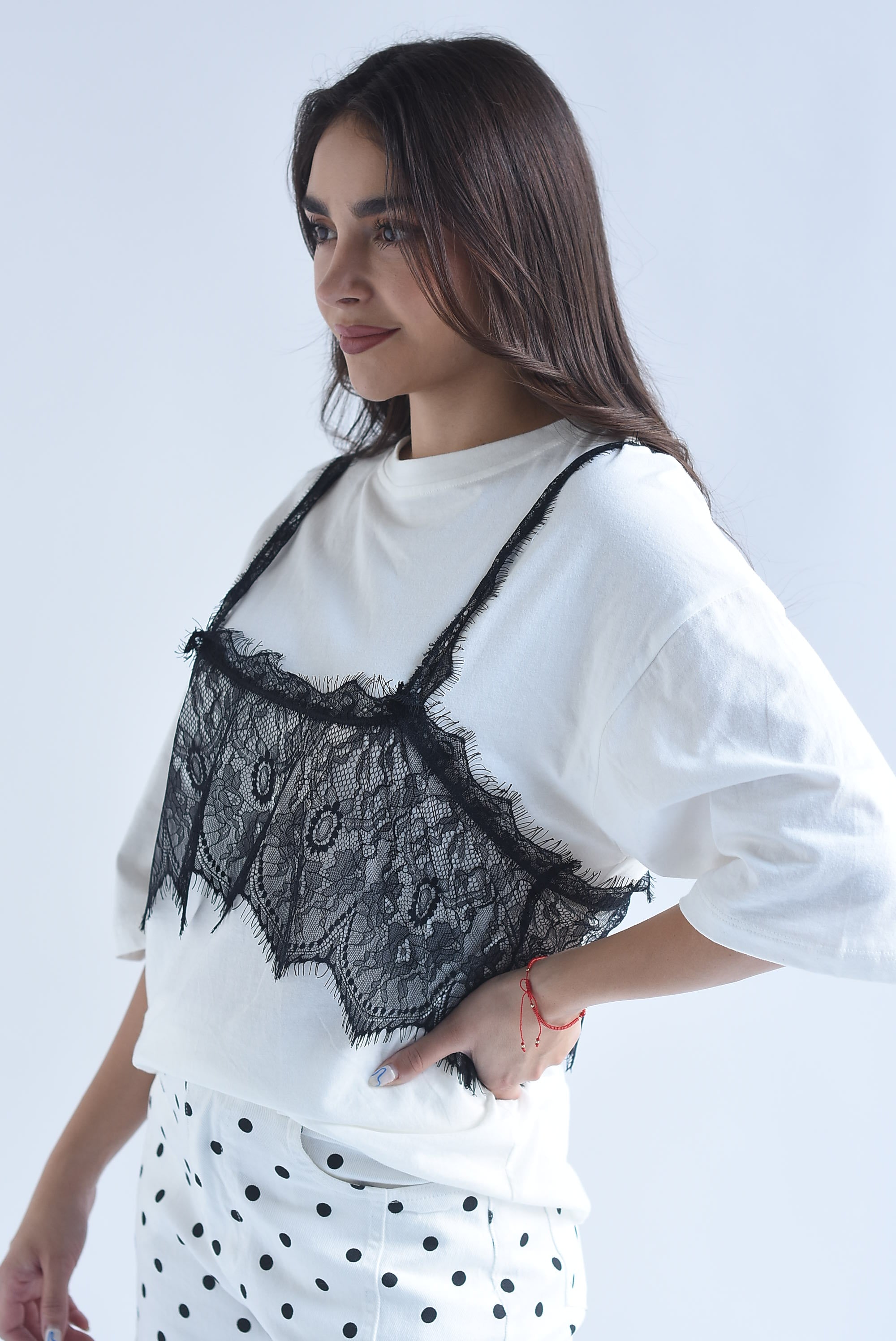 T-Shirt con Top corto encaje