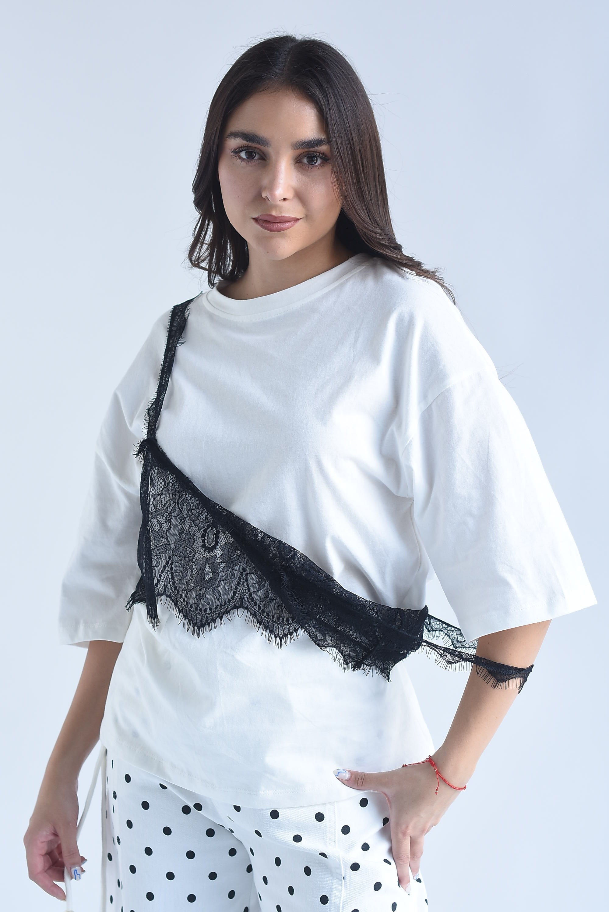T-Shirt con Top corto encaje