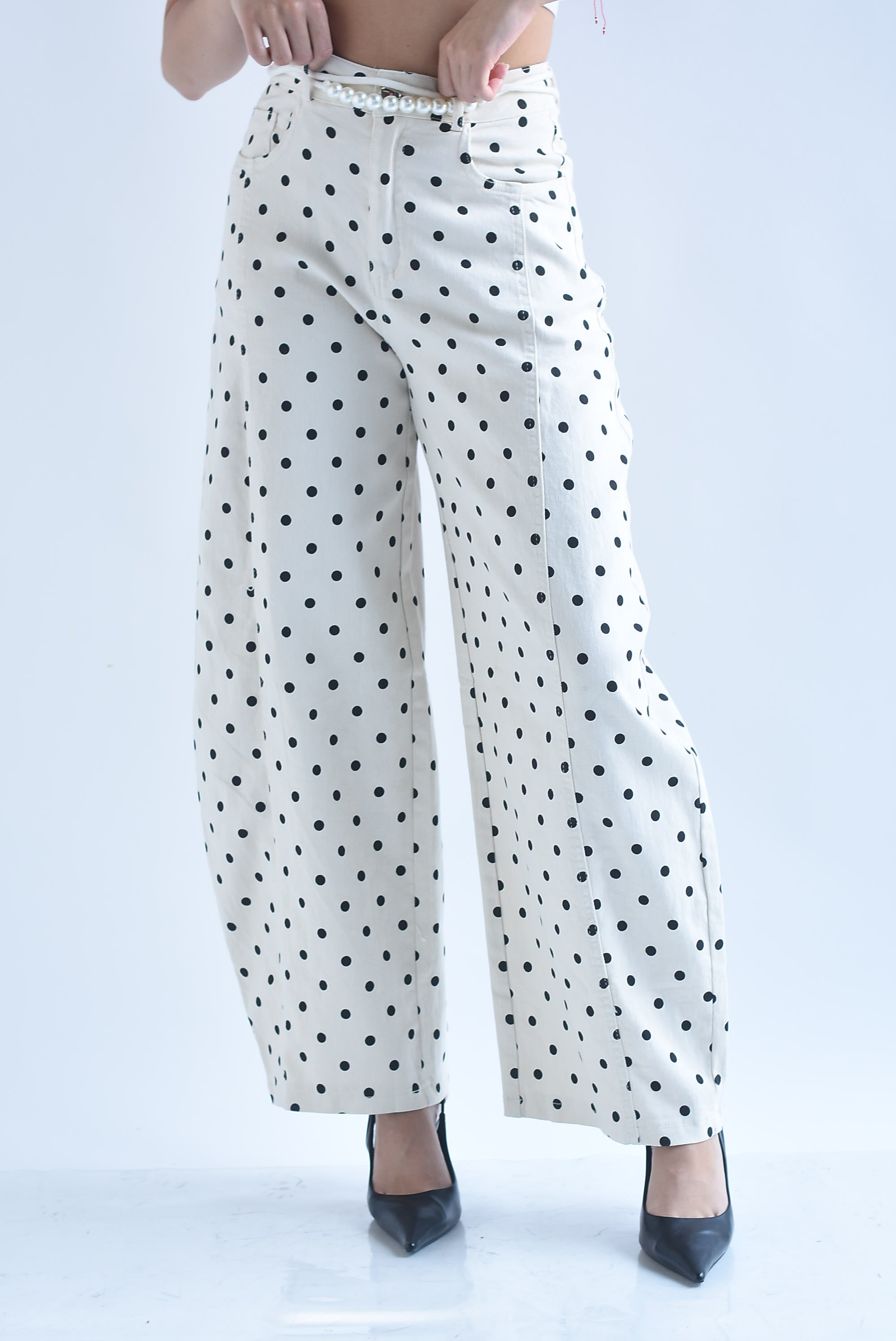 Jeans barrel polka dots jareta perlas