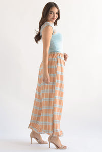 Fashion Styled Pantalón globo cuadros Naranja & Azul