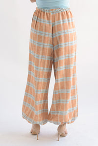 Fashion Styled Pantalón globo cuadros Naranja & Azul