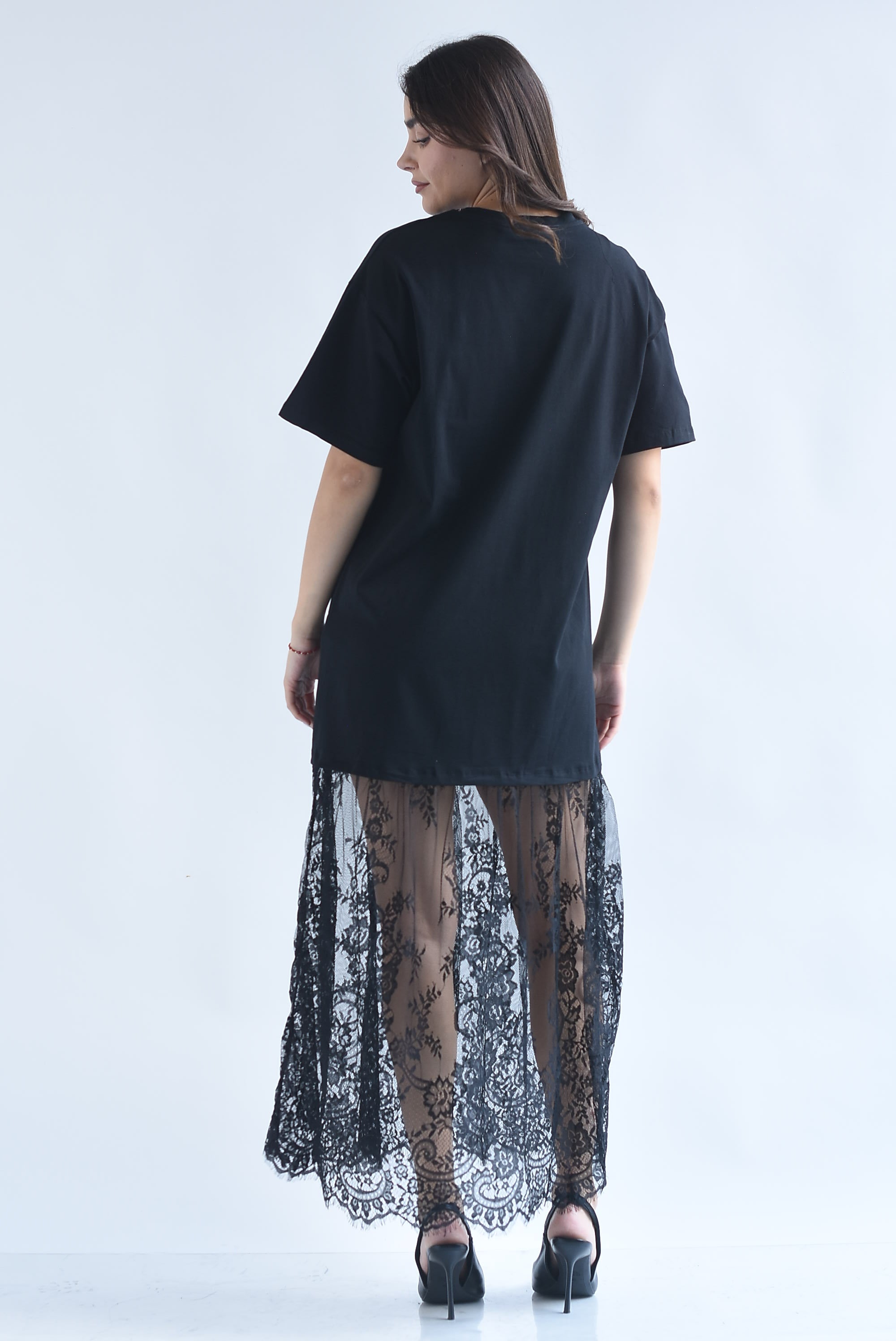 T-Shirt dress falda encaje flores