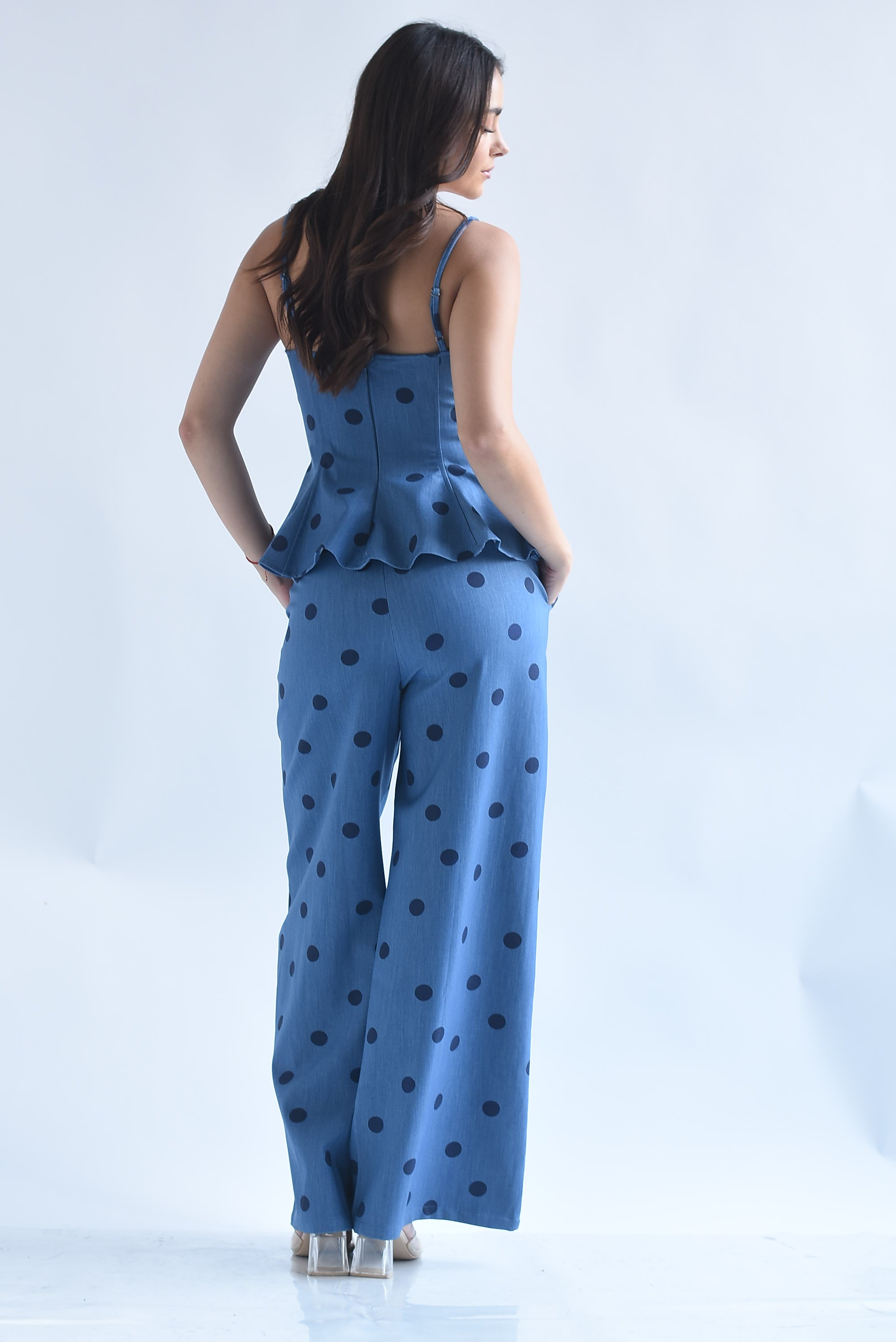 Set Pantalón y Blusa peplum polka dots