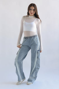 Fashion Styled Pantalón barrel track Denim light