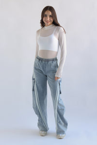 Fashion Styled Pantalón barrel track Denim light