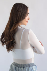 Fashion Styled Body mesh manga larga Blanco