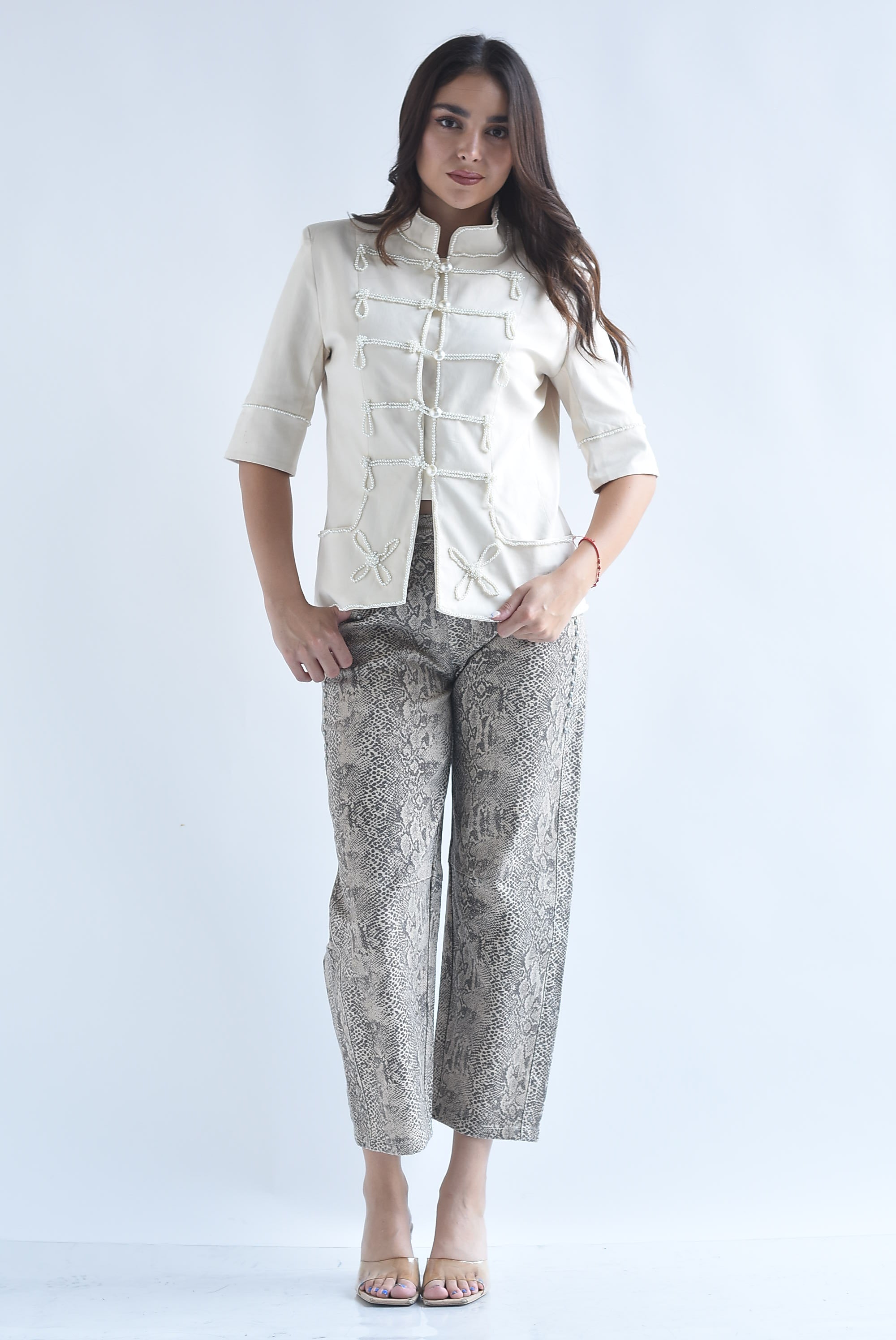 Blazer militar Chinese perlas