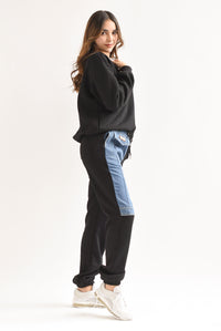 Fashion Styled Set Jogger y Sudadera Denim Negro