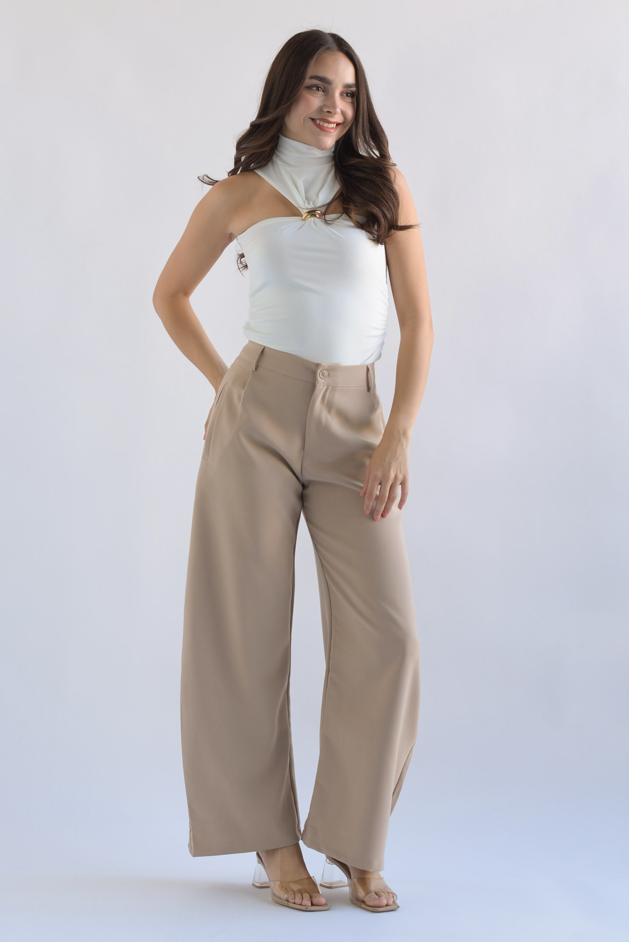 Pantalón de vestir barrel Beige