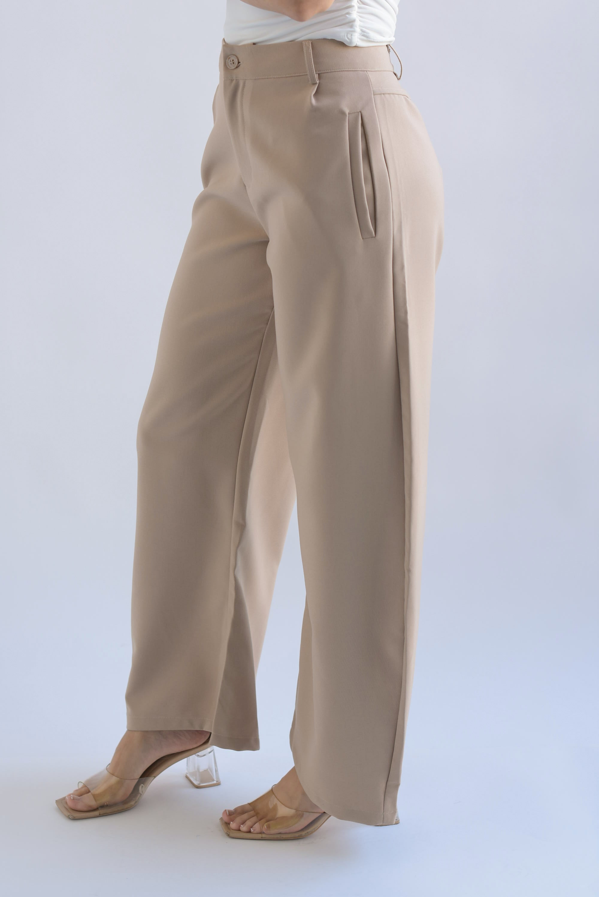 Pantalón de vestir barrel Beige