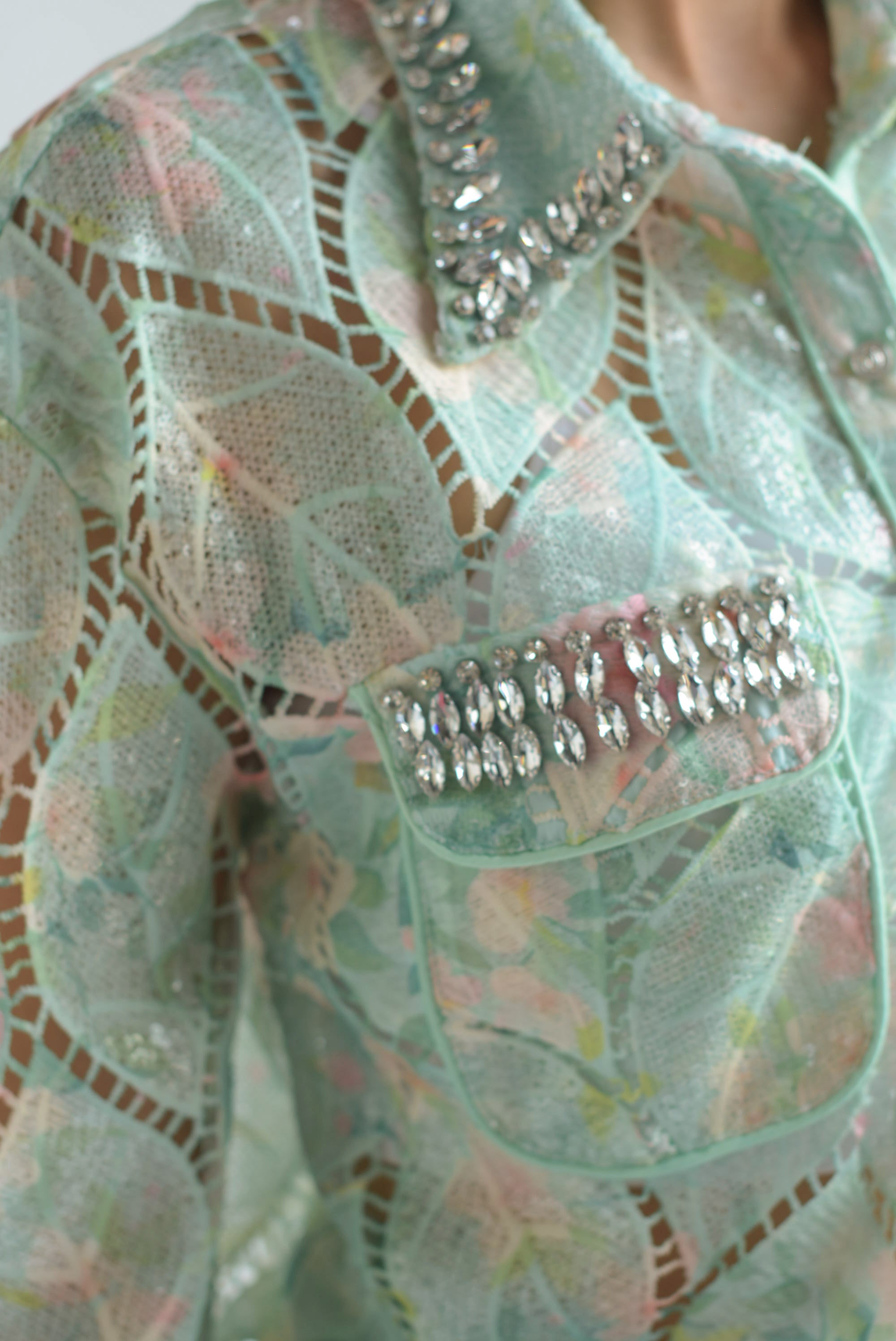 Set Pantalón y Blusa joya guipur Pastel