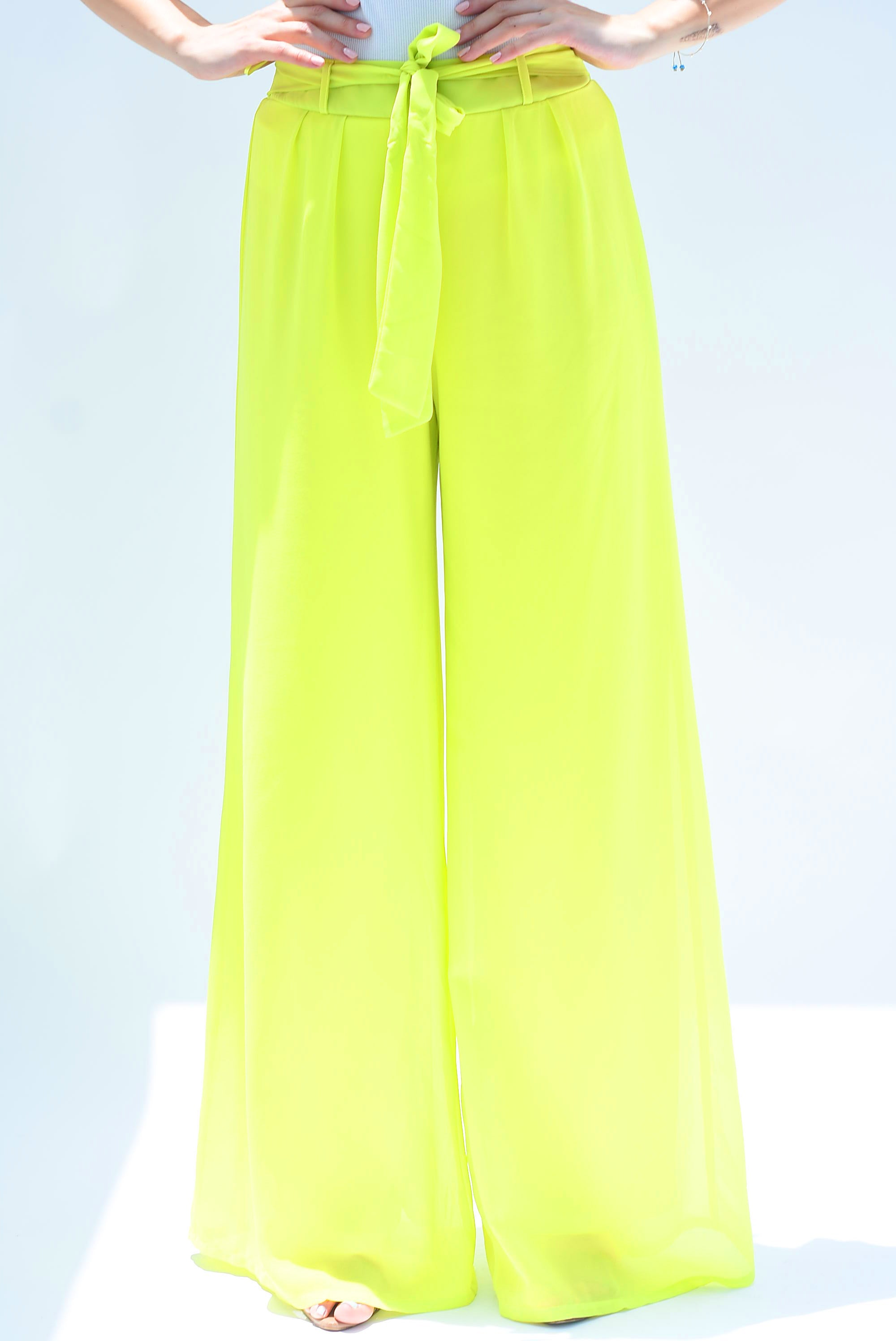 Pantalón de pierna ancha gasa Lime