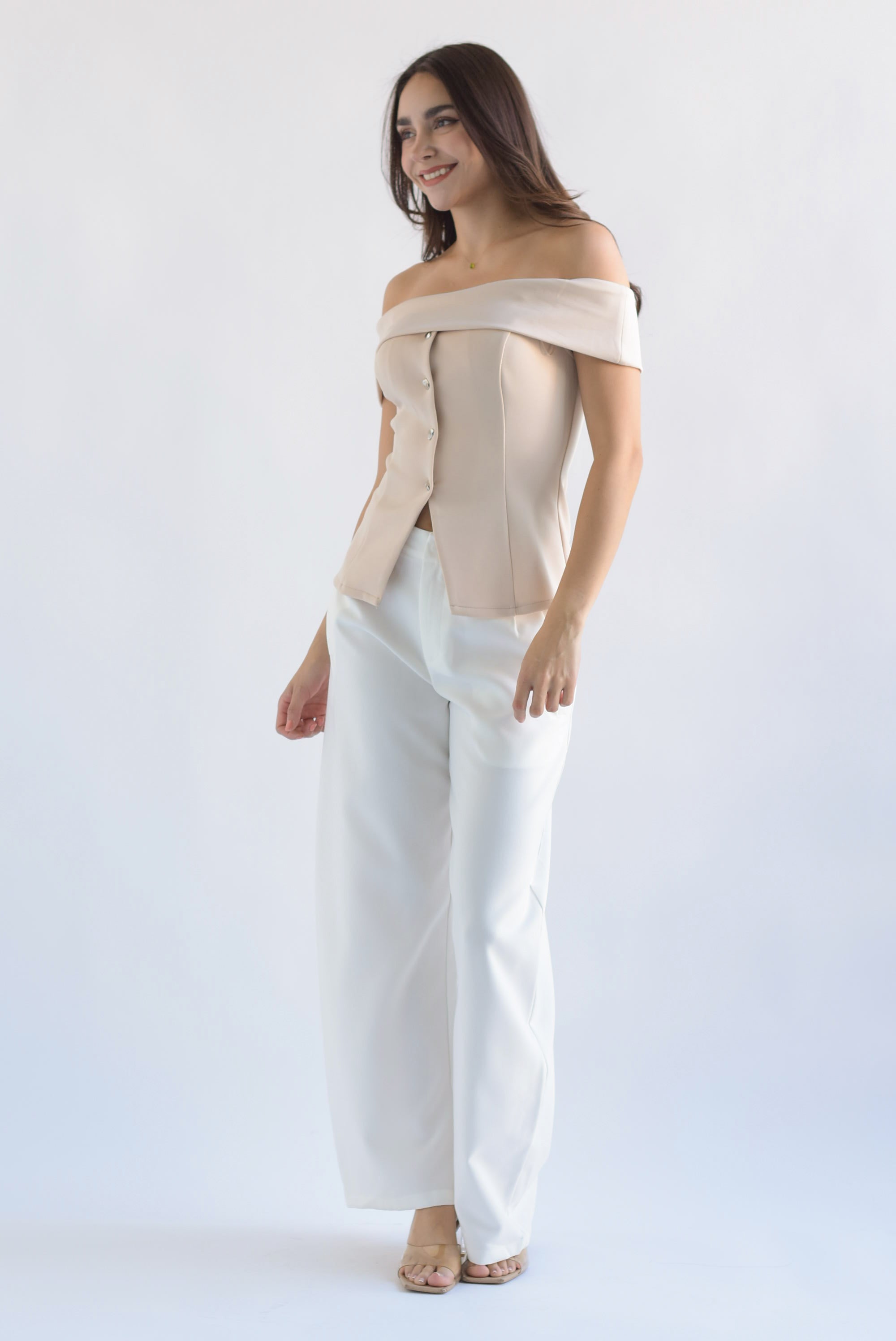 Pantalón de vestir barrel Blanco