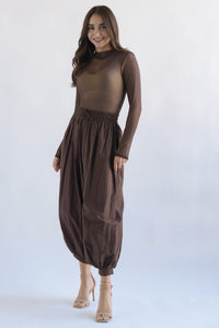 Fashion Styled Pantalón globo cintura elástica Espresso