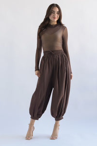 Fashion Styled Pantalón globo cintura elástica Espresso