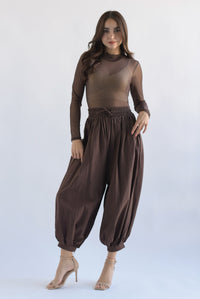 Fashion Styled Pantalón globo cintura elástica Espresso