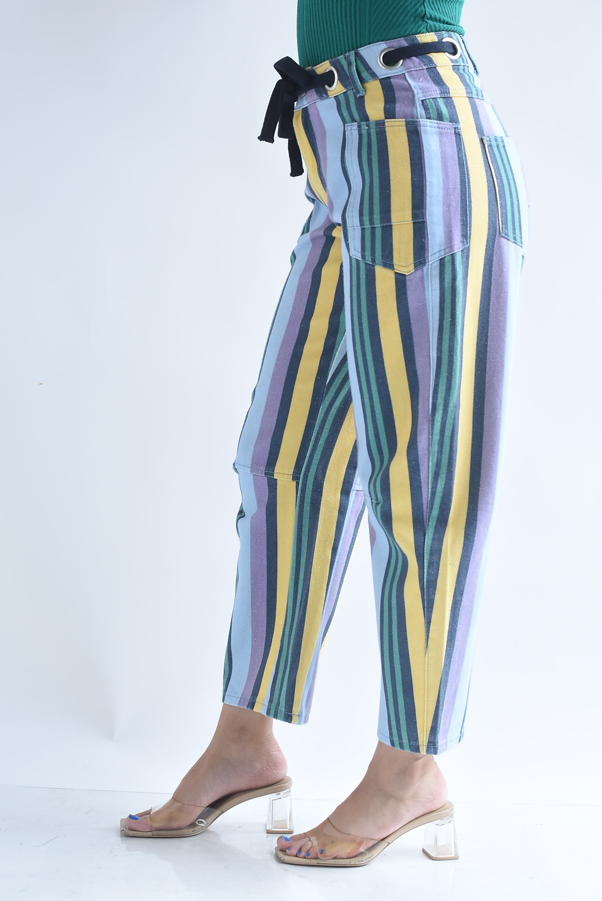 Jeans barrel rayas jareta