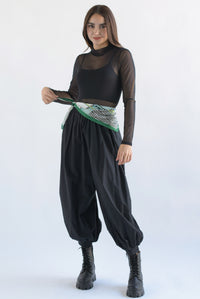 Fashion Styled Pantalón globo cintura elástica Negro