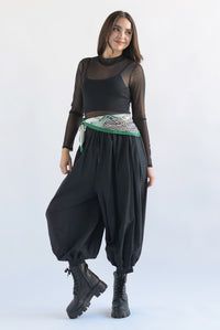 Fashion Styled Pantalón globo cintura elástica Negro