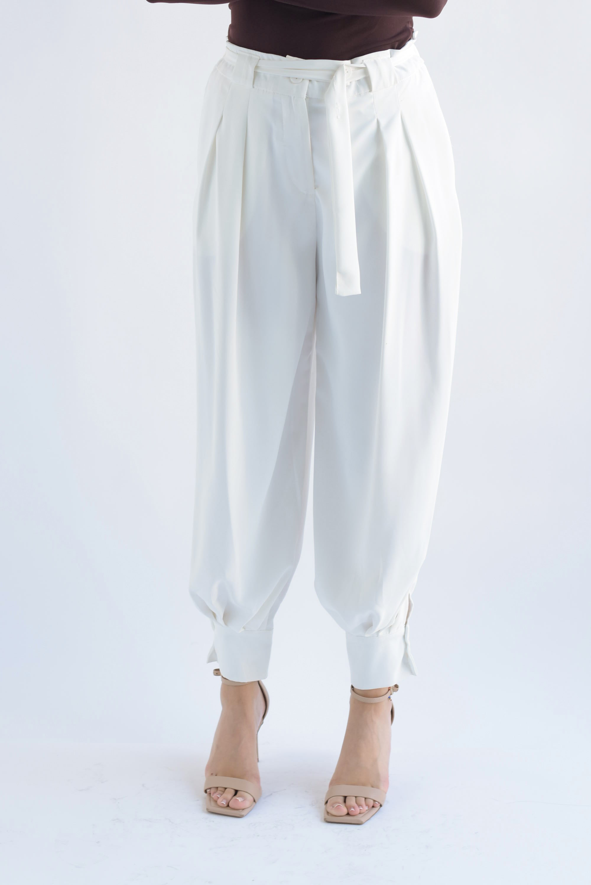 Pantalón globo tobillos anchos Blanco