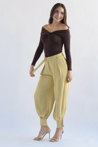 Fashion Styled Pantalón globo tobillos anchos Amarillo Mantequilla