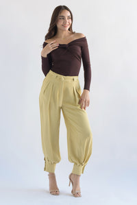 Fashion Styled Pantalón globo tobillos anchos Amarillo Mantequilla