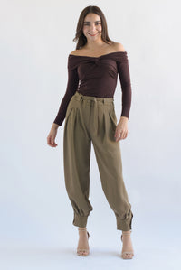 Fashion Styled Pantalón globo tobillos anchos Verde Militar