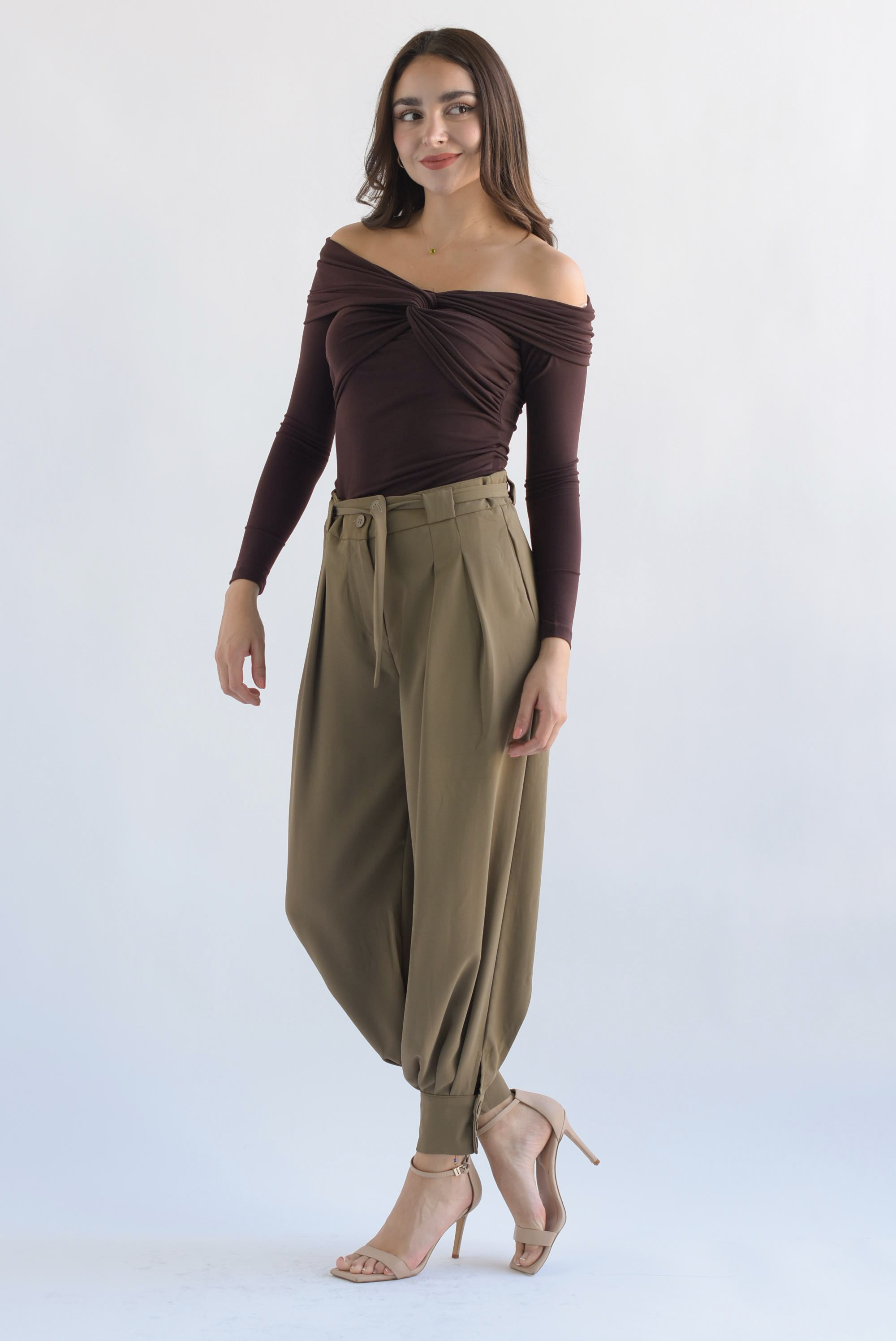 Pantalón globo tobillos anchos Verde Militar