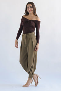 Fashion Styled Pantalón globo tobillos anchos Verde Militar