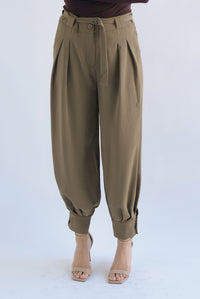 Fashion Styled Pantalón globo tobillos anchos Verde Militar