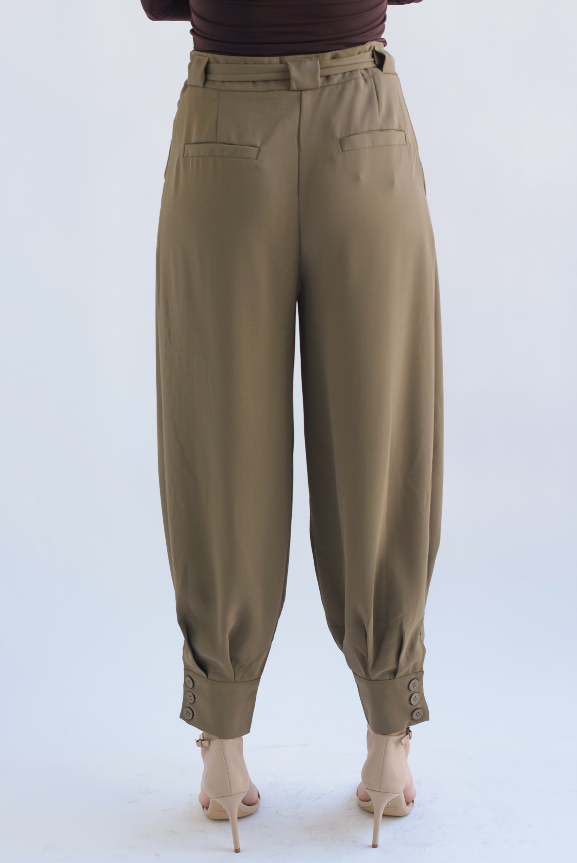 Pantalón globo tobillos anchos Verde Militar