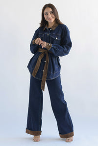 Fashion Styled Set Pantalón y Shacket pana Denim Dark