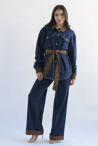 Fashion Styled Set Pantalón y Shacket pana Denim Dark