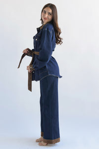 Fashion Styled Set Pantalón y Shacket pana Denim Dark