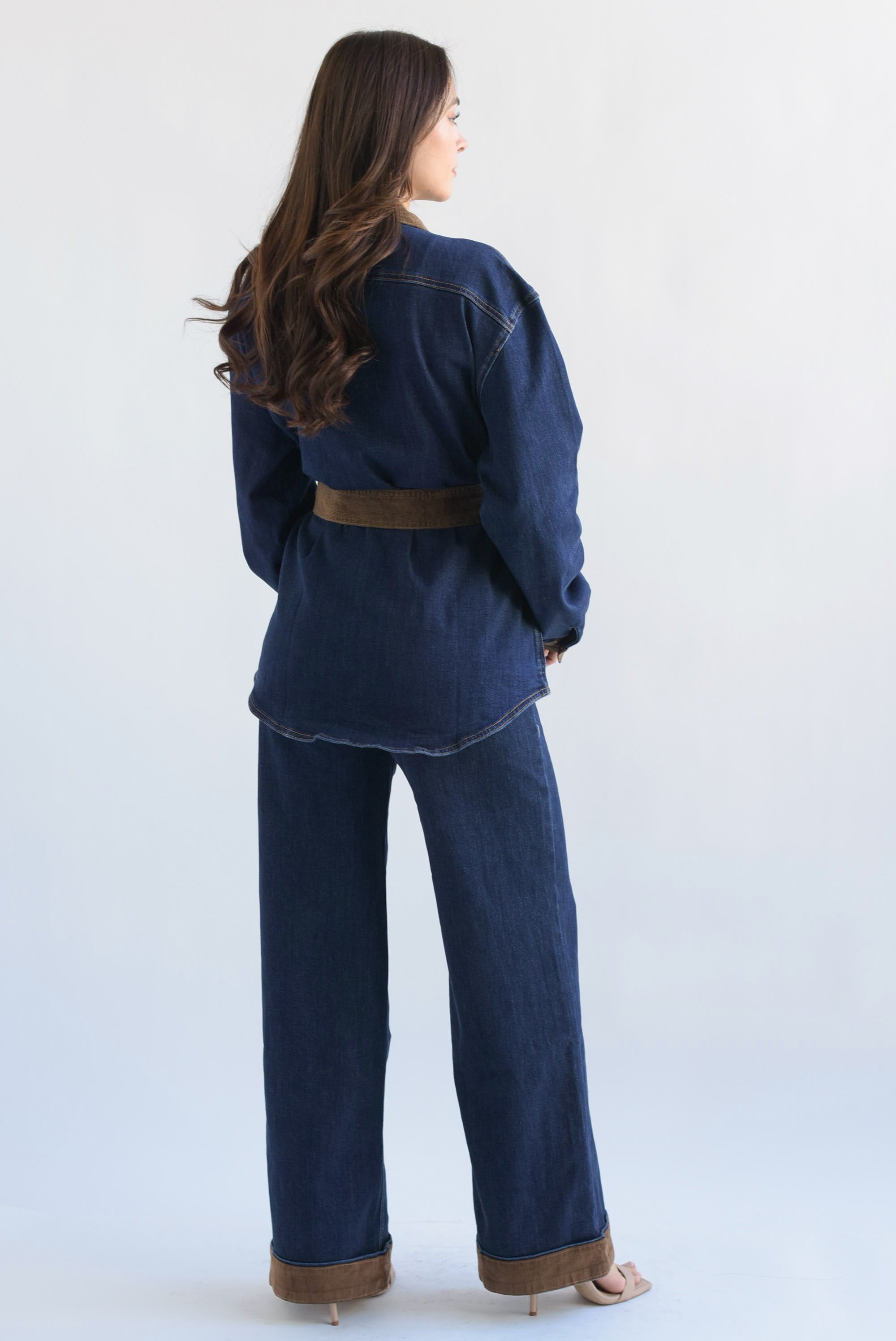 Set Pantalón y Shacket pana Denim Dark