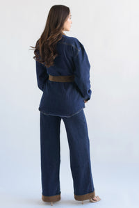 Fashion Styled Set Pantalón y Shacket pana Denim Dark