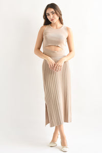 Fashion Styled Set Falda y Blusa cut-out punto Moka