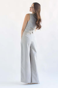 Fashion Styled Set Pantalón y Chaleco líneas Denim Azul Marino