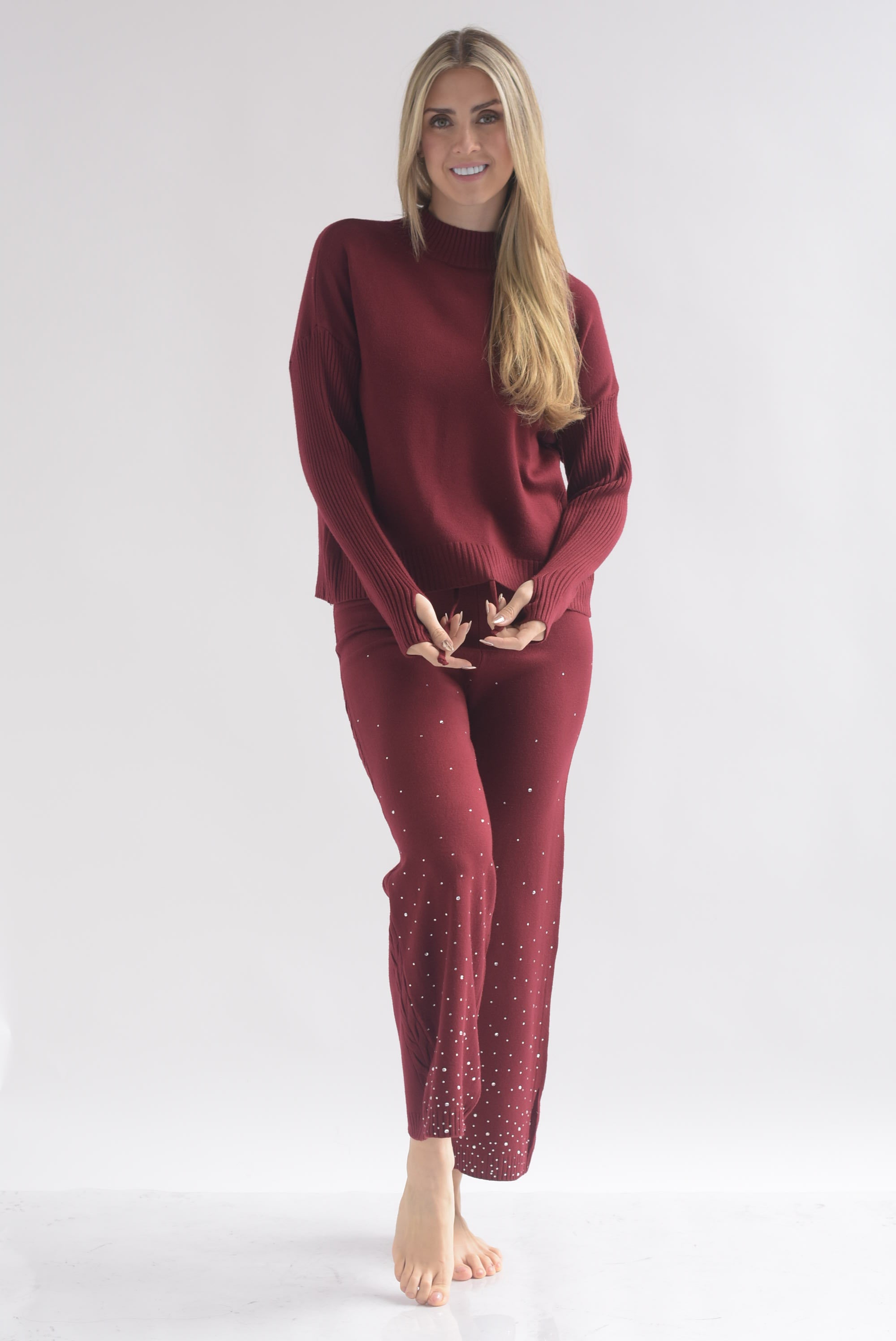 Set Pantalón brillos y Sweater punto canalé