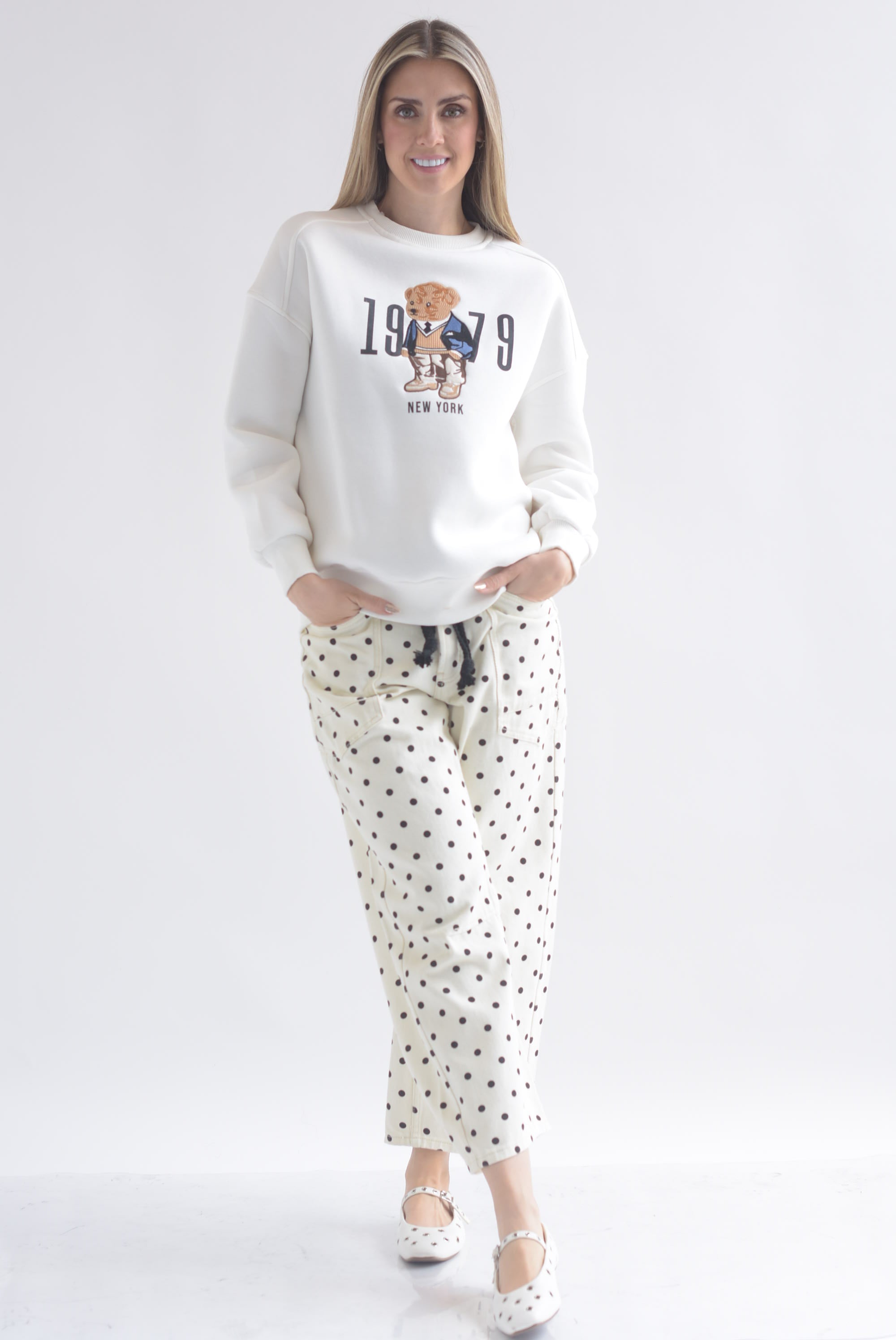Jeans barrel polka dots cinta