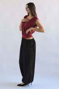 Fashion Styled Body cruzado drapeado Rojo Cereza