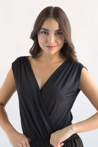 Fashion Styled Body cruzado drapeado Negro