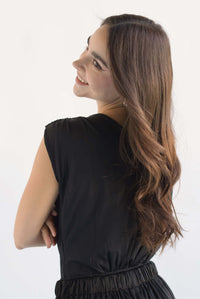 Fashion Styled Body cruzado drapeado Negro