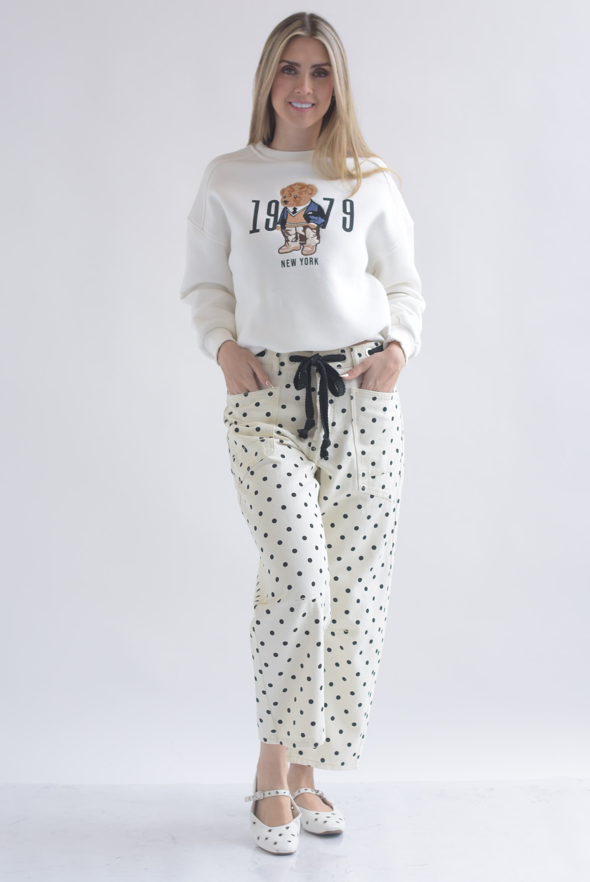 Jeans barrel polka dots cinta