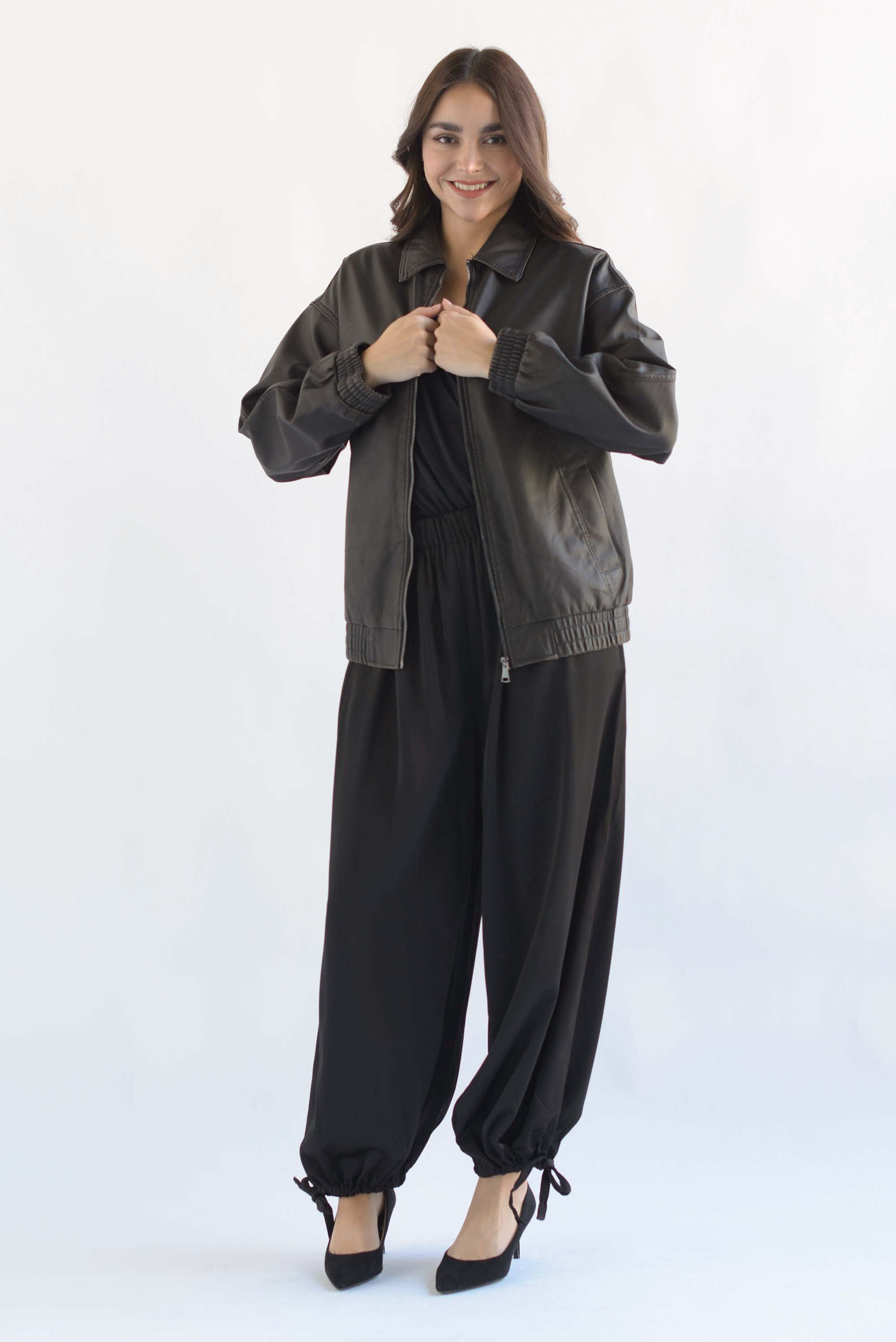 Chamarra vinipiel desgaste Negro