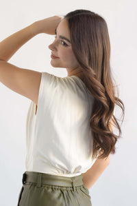 Fashion Styled Body cruzado drapeado Ivory