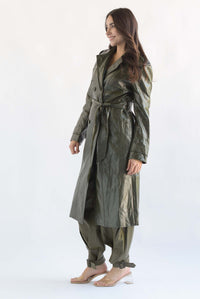 Fashion Styled Gabardina vinipiel Verde Olivo